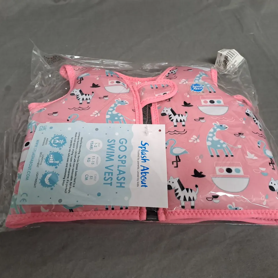 SEALED SPLASH ABOUT PINK ARK SWIM VEST - 1-2 YEARS