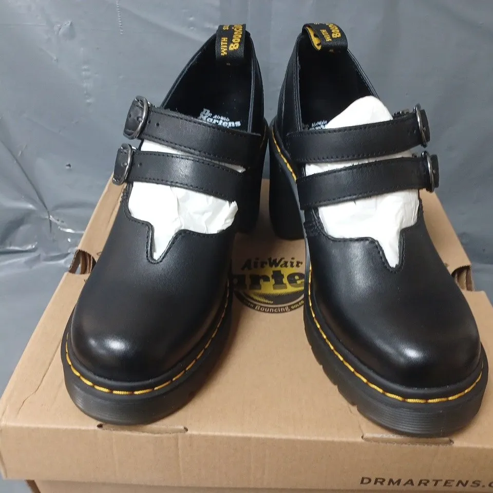 BOXED PAIR OF DR MARTENS EVIEE HEELED SHOES IN BLACK - UK 6