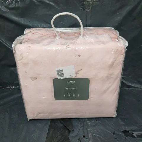 COZEE HOME VELVET SOFT DUVET SET IN PINK SIZE KING