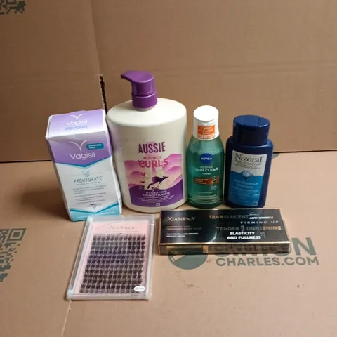 APPROXIMATEY 20 ASSORTED HEALTH AND BEAUTY PRODUCTS TO INCLUDE - AUSSIE BOUNCY CURLS CONDITIONER - VAGISIL PROHYDRATE GEL AND NIVEA DERMA CLEAR SKIN TONER