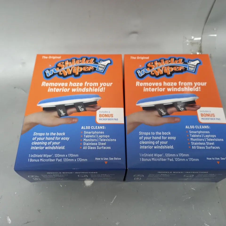 BOXED INSHIELD WIPER SET OF 2 MULTI-USE MICROFIBRE CLEANSERS