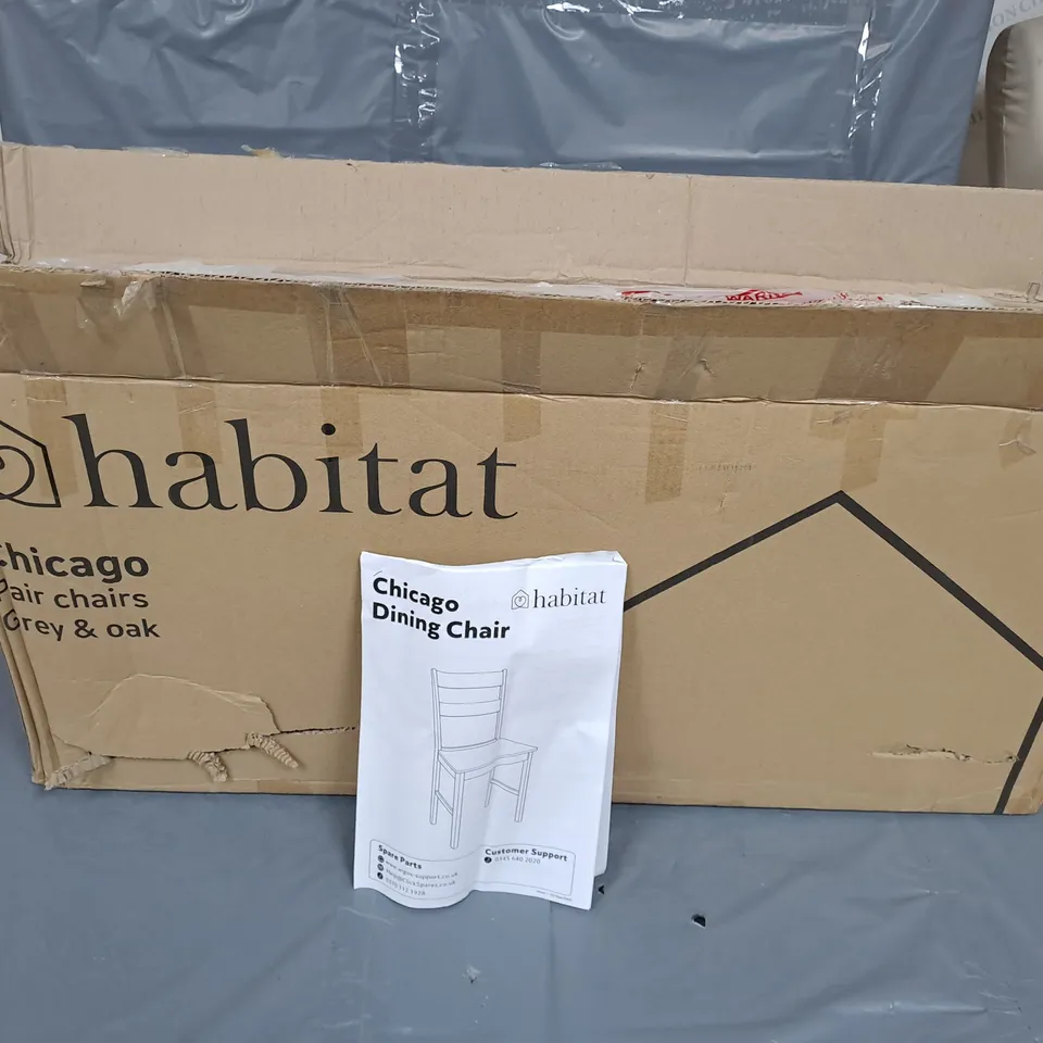 HABITAT CHICAGO PAIR OF CHAIRS IN GREY & OAK