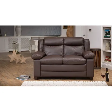 BOXED HULING 2 SEATER VEGAN LEATHER LOVESEAT - BROWN (1 BOX)