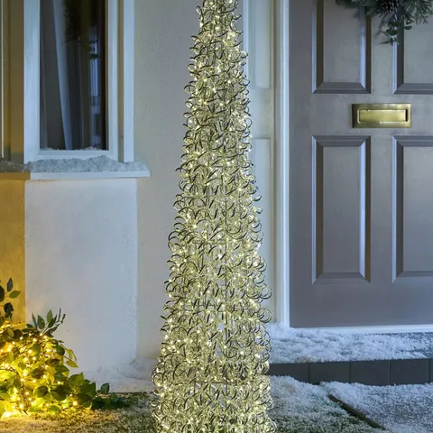 VERY HOME 1M SILVER SPIRALS OUTDOOR CHRISTMAS TREE