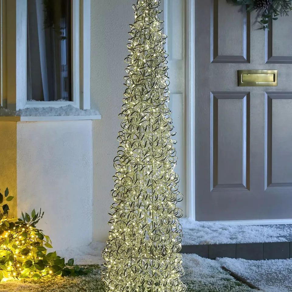 VERY HOME 1M SILVER SPIRALS OUTDOOR CHRISTMAS TREE