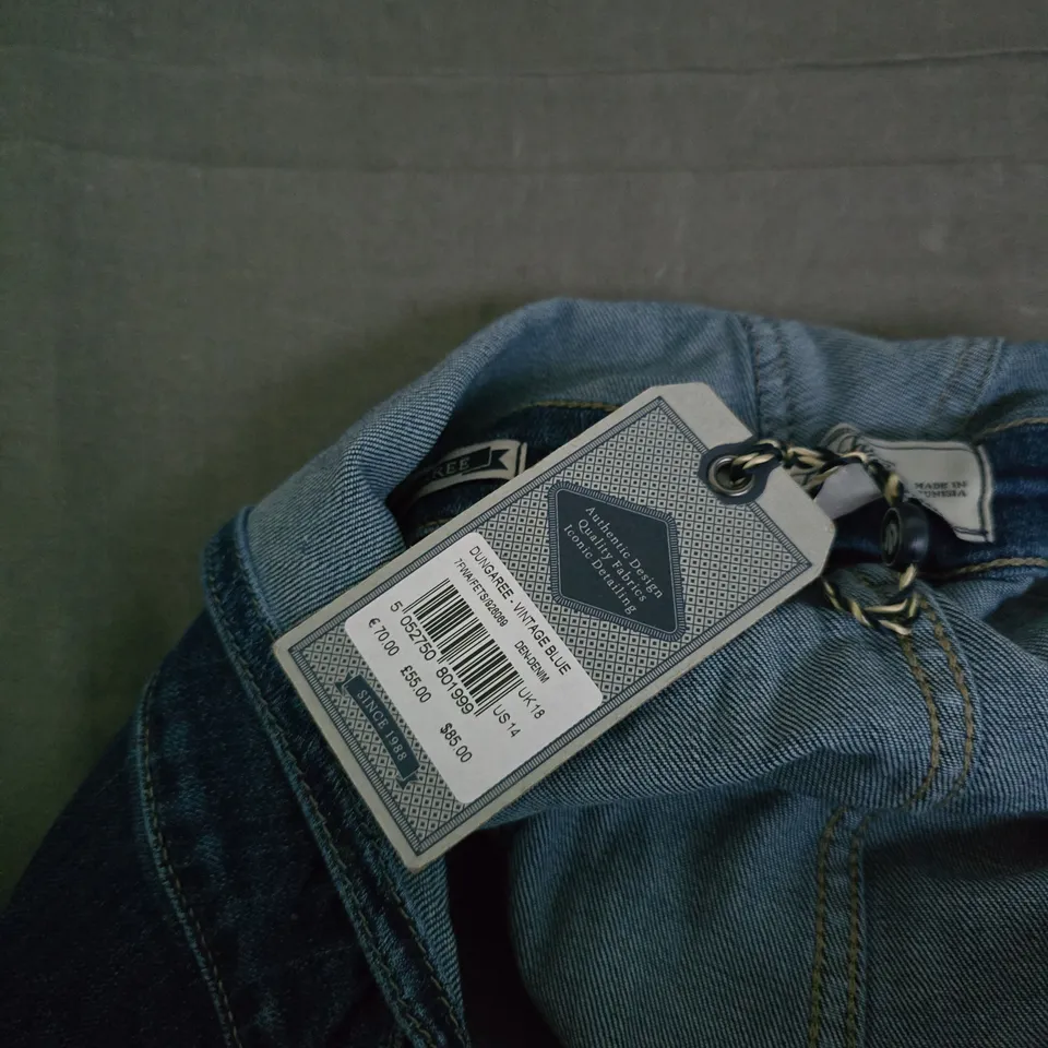 FAT FACE DENIM DUNGAREES – BLUE DENIM OVERALLS, UK 14 (US 14)