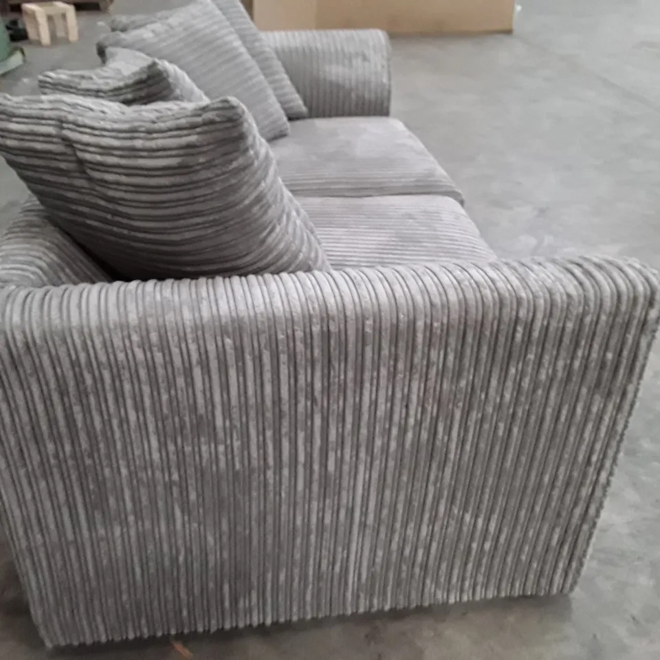 QUALITY DESIGNER 3 SEATER SOFA - GREY JUMBO CORD FABRIC