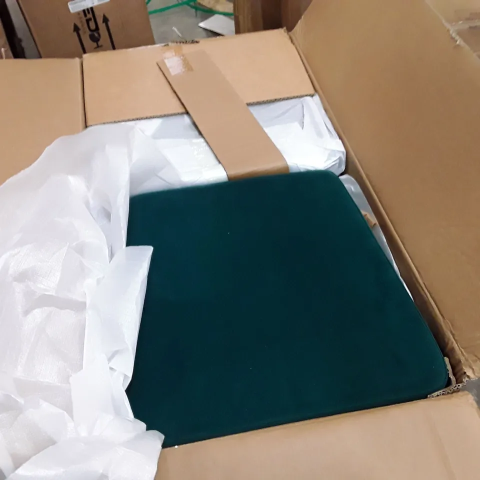 BOXED SET OF 4 DARK GREEN UPHOLSTERED DINNING CHAIRS 