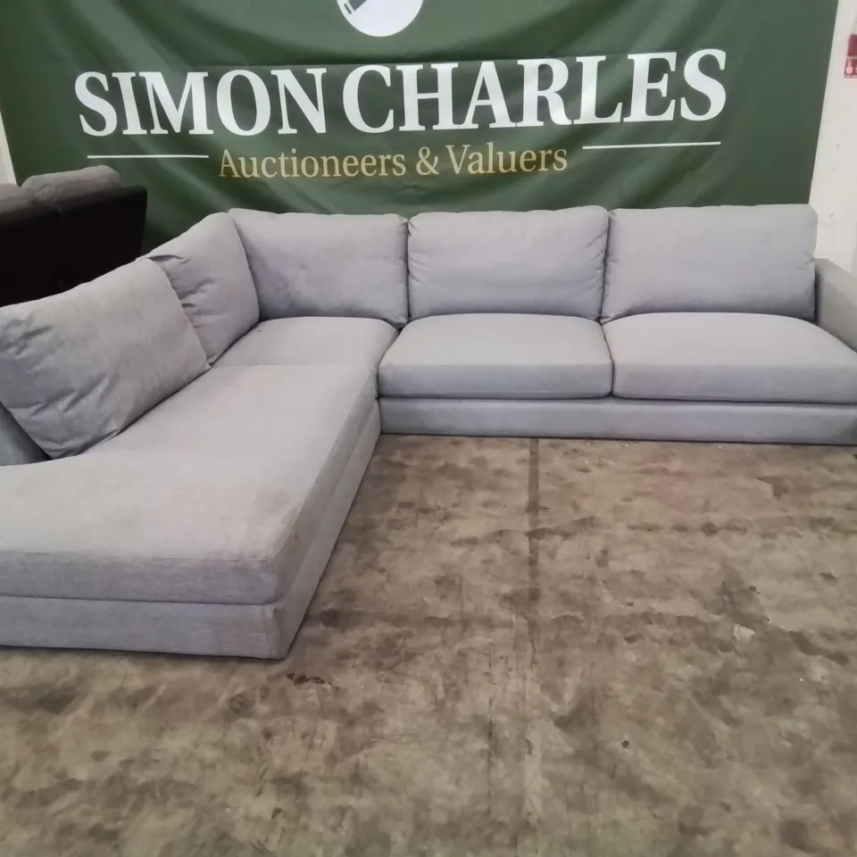DESIGNER CHAISE SOFA GREY FABRIC