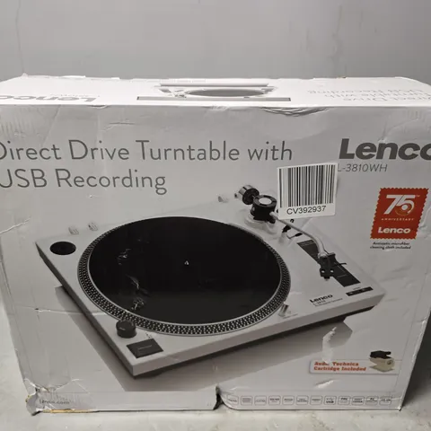 BOXED LENCO DIRECT DRIVE TURNABLE WITH USB RECORDING - L-3810WH