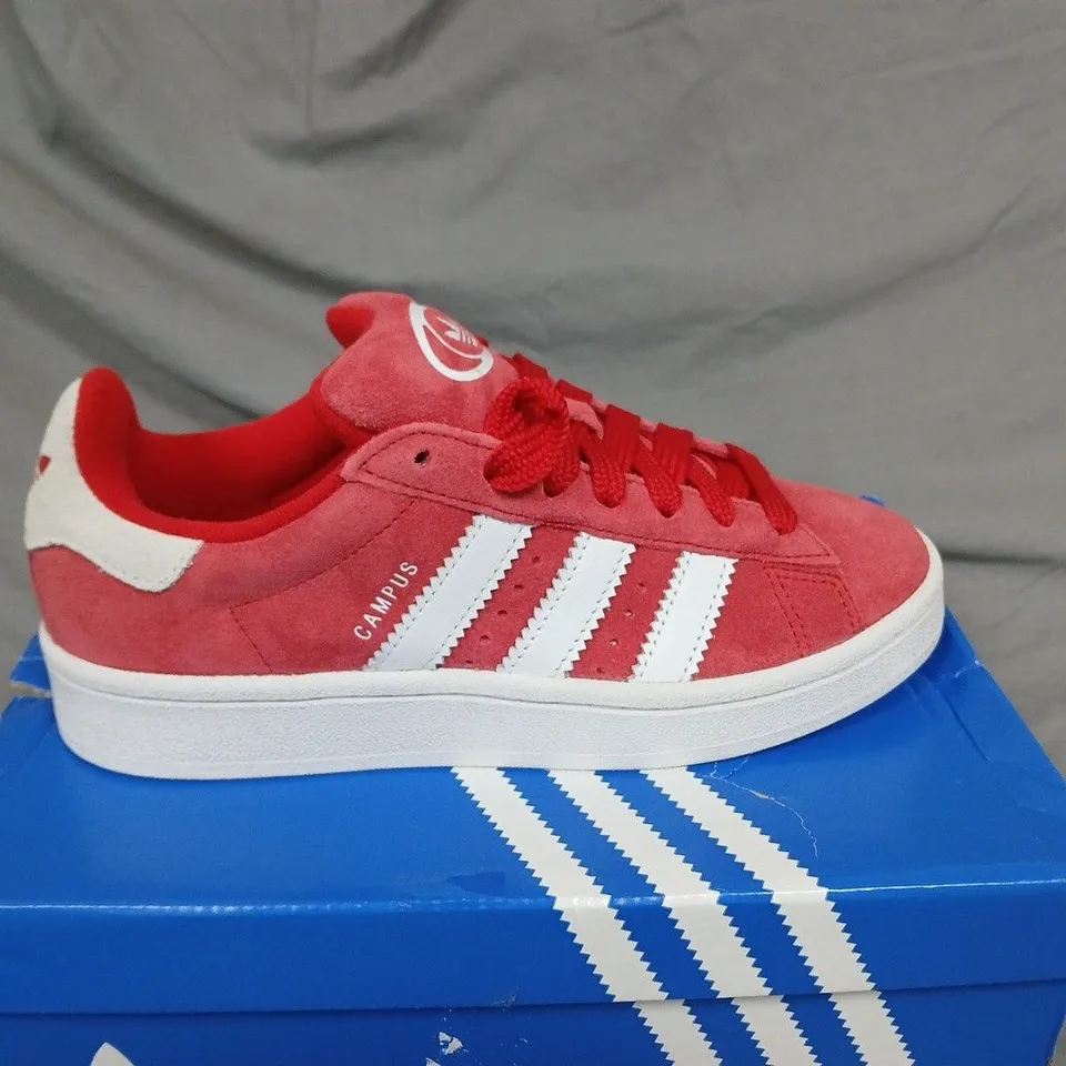 ADIDAS CAMPUS 00S J KIDS' SNEAKERS – RED SUEDE, UK4 (US4.5) – BOXED