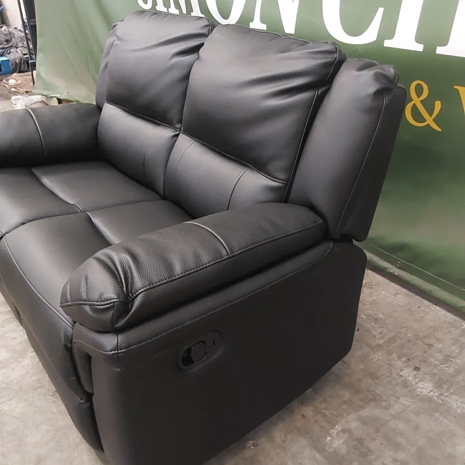 ALBION LUXURY FAUX LEATHER 2 SEATER HIGH BACK MANUAL RECLINER SOFA - BLACK RRP £549
