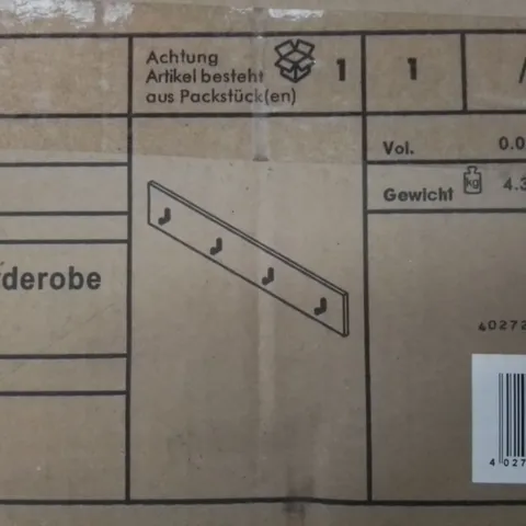 BRAND NEW & BOXED ENTRANCEWAY ALL HANGING COAT RACK - WHITE (1 BOX)