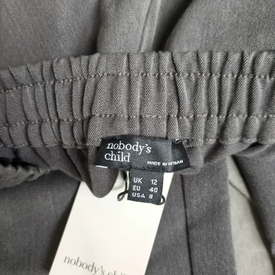 NOBODY'S CHILD  GREY TROUSERS WITH BURGUNDY SIDE STRIPES – UK 12