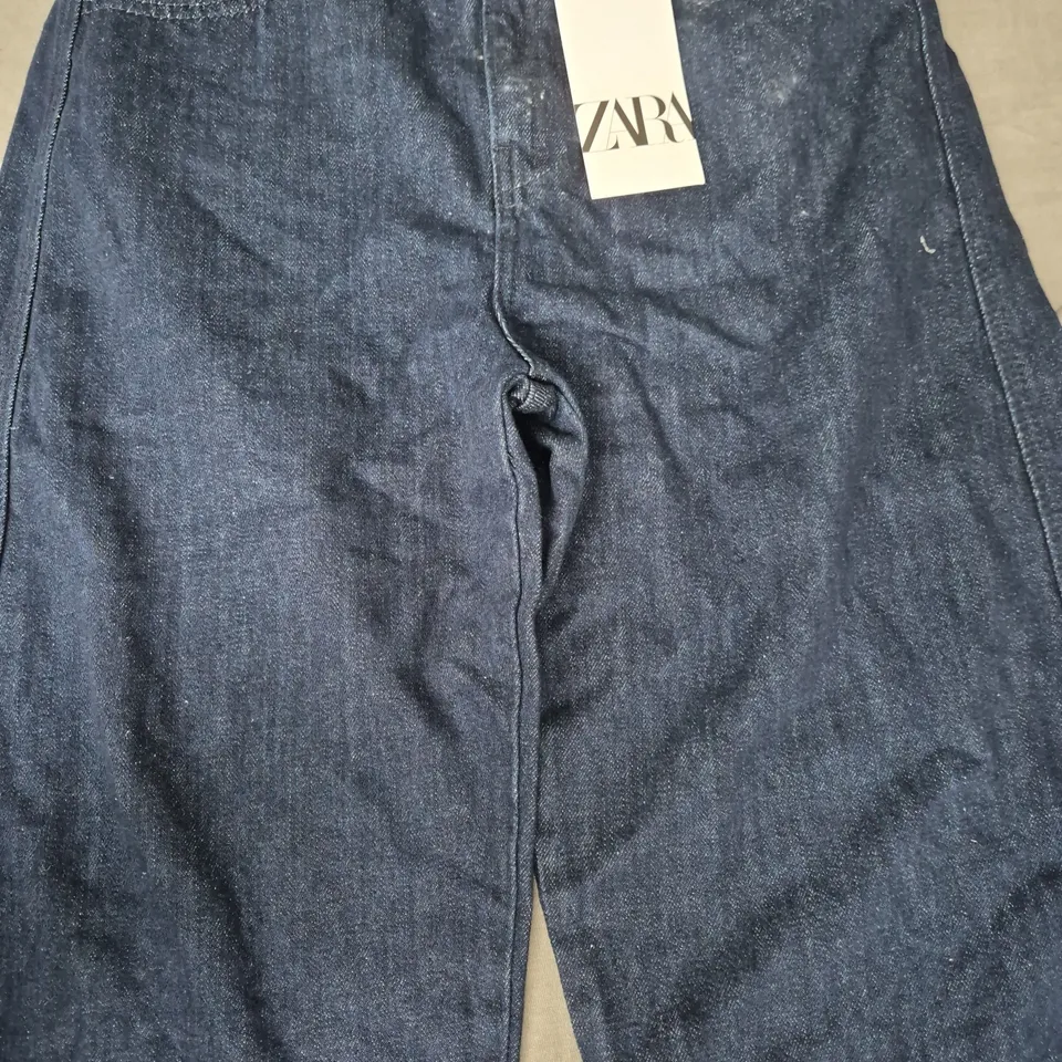 ZARA THE BELTED DENIM PANTS IN BLUE SIZE EU 36