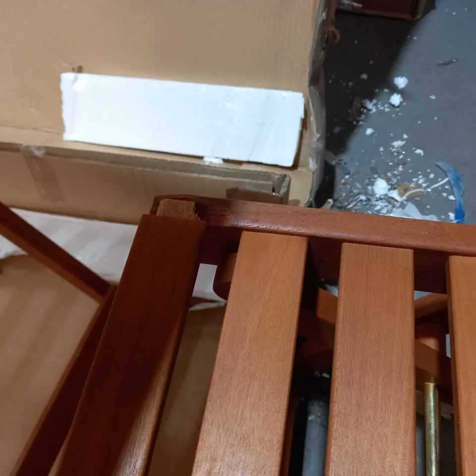 BOXED SET PF 2 WOODEN FOLDING GARDEN TABLES AND CHAIRS