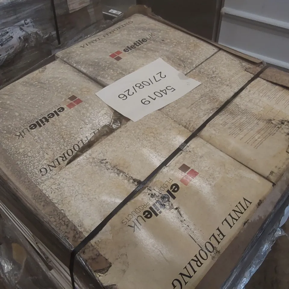 PALLET CONTAINING APPROXIMATELY 50 BOXES OF 16PCS BRAND NEW ELETILE UK PINK ASTRAL VINYL FLOORING