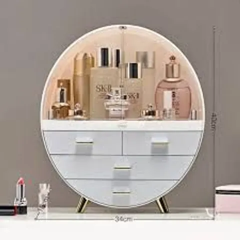 BOXED NEO WHITE 3 DRAWER ROUND COSMETIC ORGANISER (1 BOX)