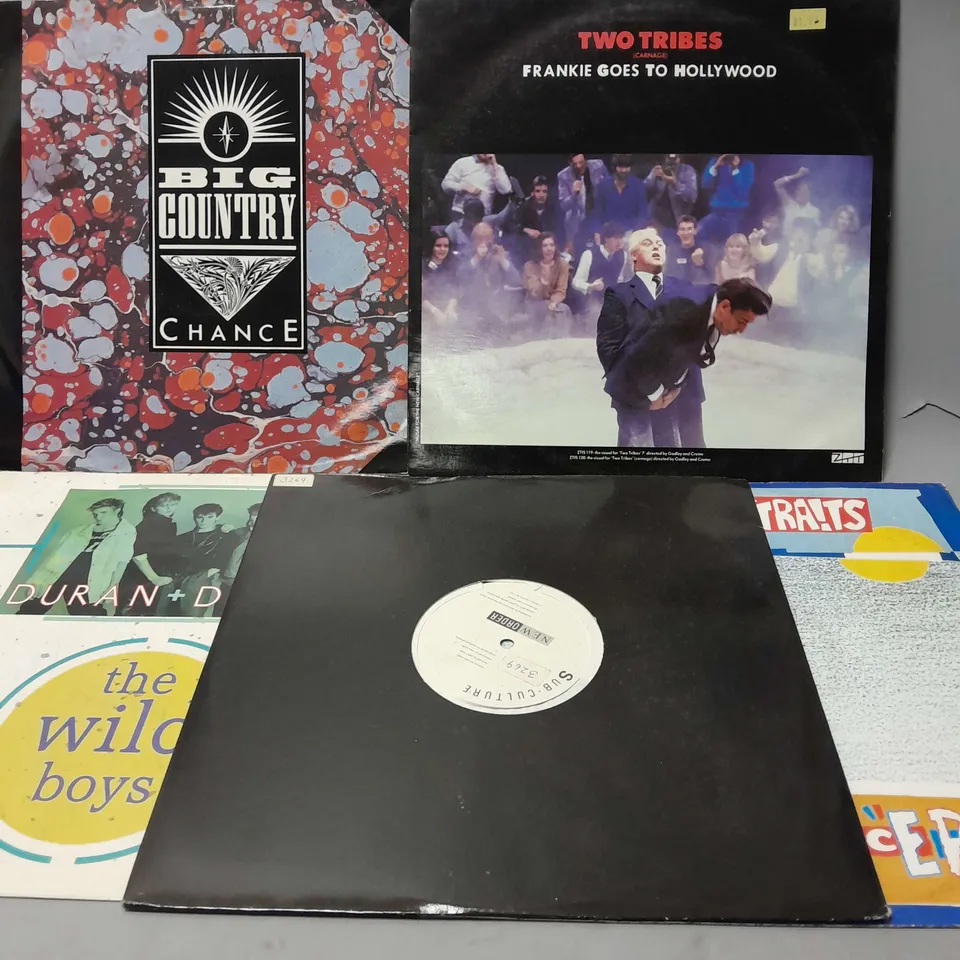 10 ASSORTED VINYL RECORDS TO INCLUDE THOSE FRENCH GIRLS SORRY SORRY, TWO TRIBES FRANKIE GOES TO HOLLYWOOD, 400 BLOWS MOVIN, ETC