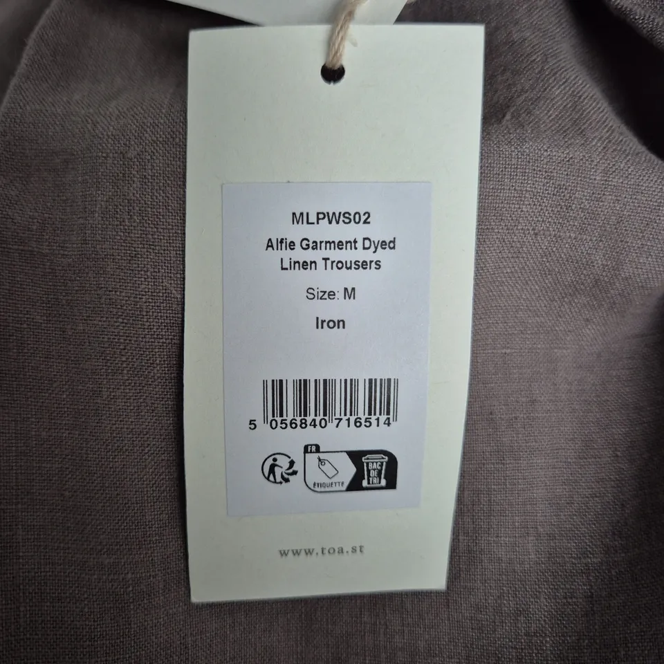 TOAST ALFIE GARMENT DYED LINEN TROUSERS – SIZE M – LINEN