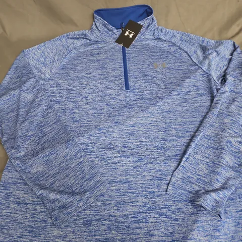 UNDER ARMOUR BLUE MARL QUARTER ZIP TOP - SIZE L