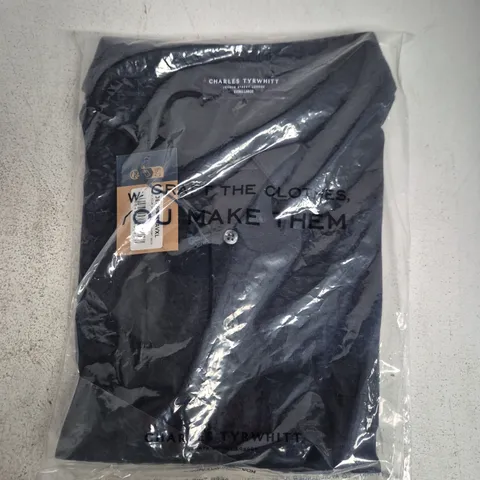 BAGGED CHARLES TYRWHITT NAVY BLUE LINEN SHORT SLEEVE POLO SHIRT – XL