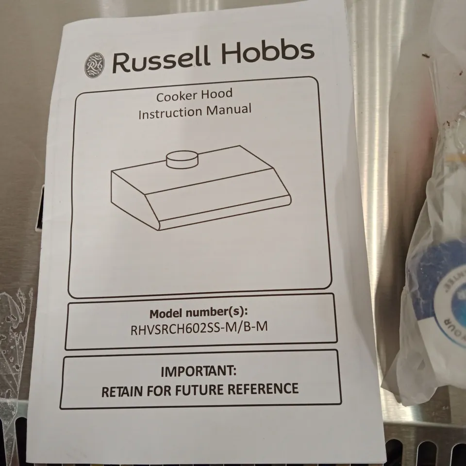 Russell Hobbs Cooker Hood – Stainless steel, with instruction manual -RHVS RCH602SS-M/B-M
