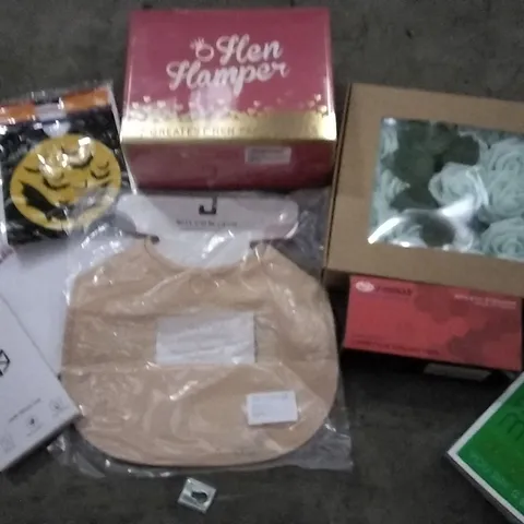 PALLET OF ASSORTED PRODUCTS TO INCLUDE; INTERPOL ANTICS VINYL, HEN HAMPERS, WILLOW AND SIM BIBS, B9OKS AND FRROS ATHLETIC EYEWEAR