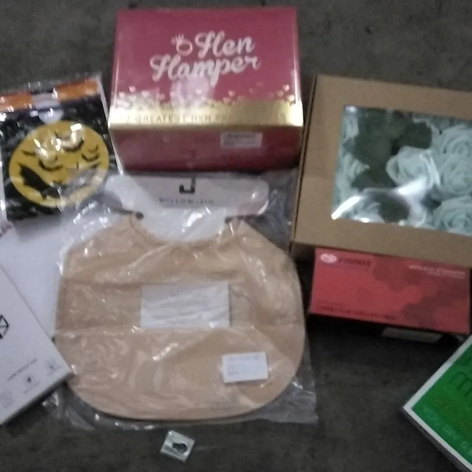 PALLET OF ASSORTED PRODUCTS TO INCLUDE; INTERPOL ANTICS VINYL, HEN HAMPERS, WILLOW AND SIM BIBS, B9OKS AND FRROS ATHLETIC EYEWEAR