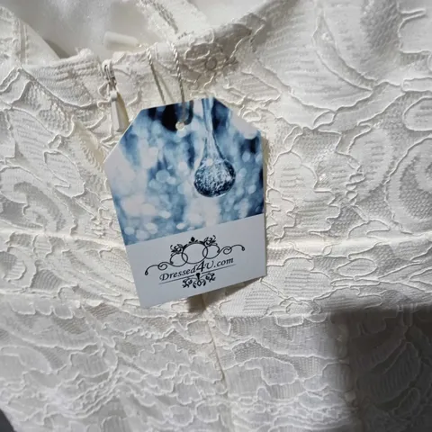 DRESSED4U LACE WEDDING DRESS, UK SIZE 10, SATIN WAIST RIBBON