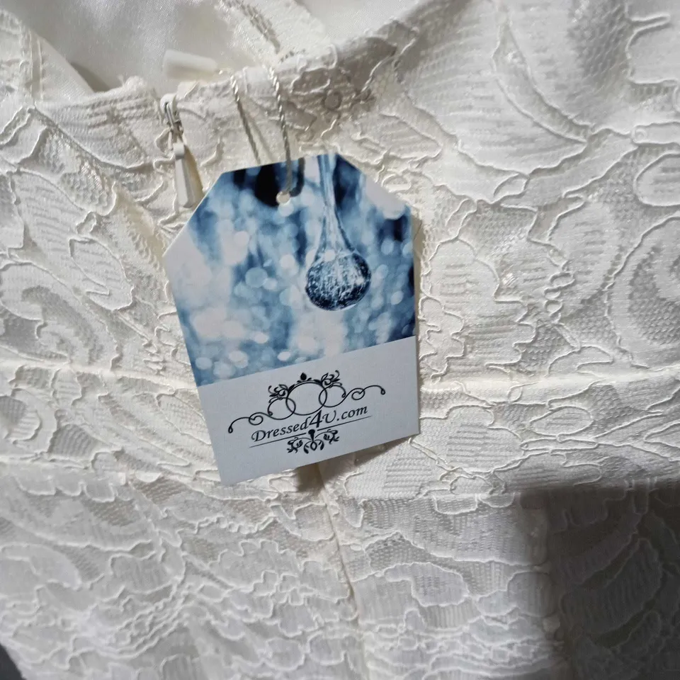 DRESSED4U LACE WEDDING DRESS, UK SIZE 10, SATIN WAIST RIBBON