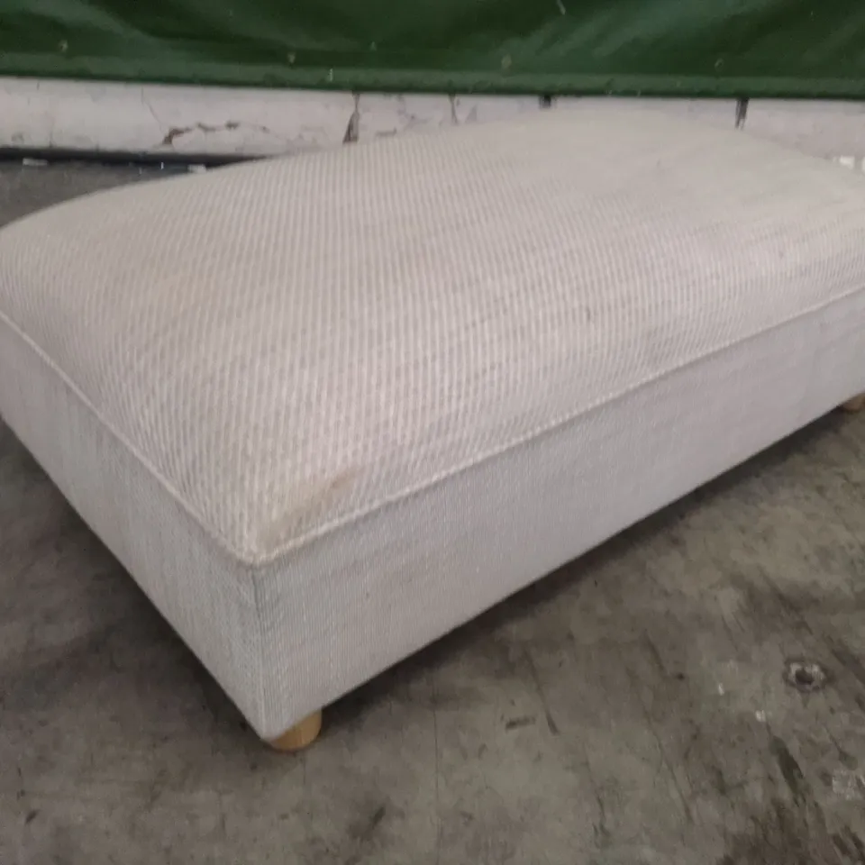 QUALITY DESIGNER RECTANGULAR FOOTSTOOL - CREAM FABRIC 