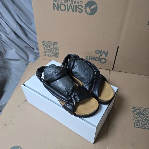 SCHOLL SOFTSTEP SANDALS, WOMEN'S BLACK LEATHER STRAPS, UK 6.5 (EU 39)