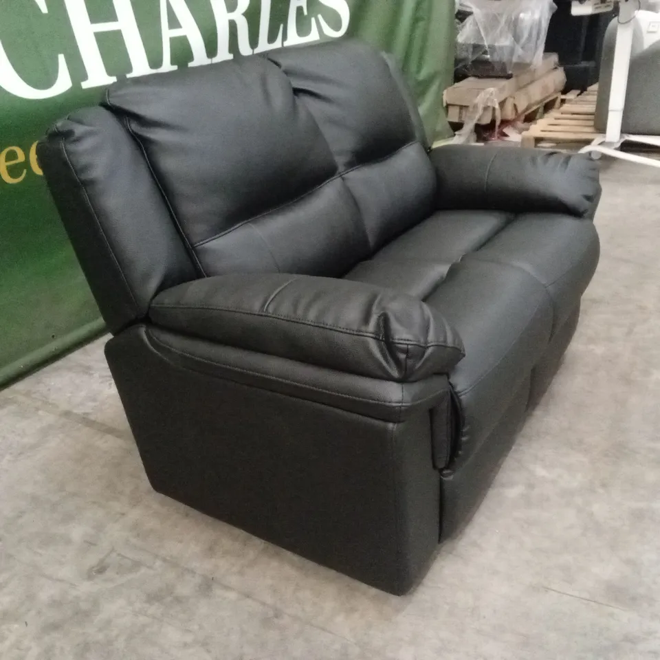 ALBION LUXURY FAUX LEATHER HIGH BACK 2 SEATER SOFA - BLACK RRP £519