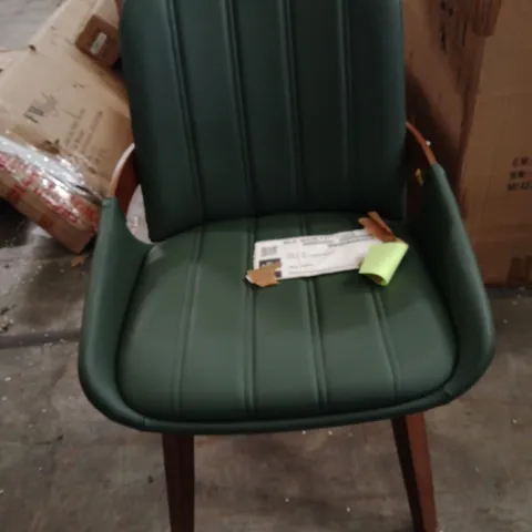 GREEN UPHOLSTERED ARMCHAIR WITH WOODEN LEGS