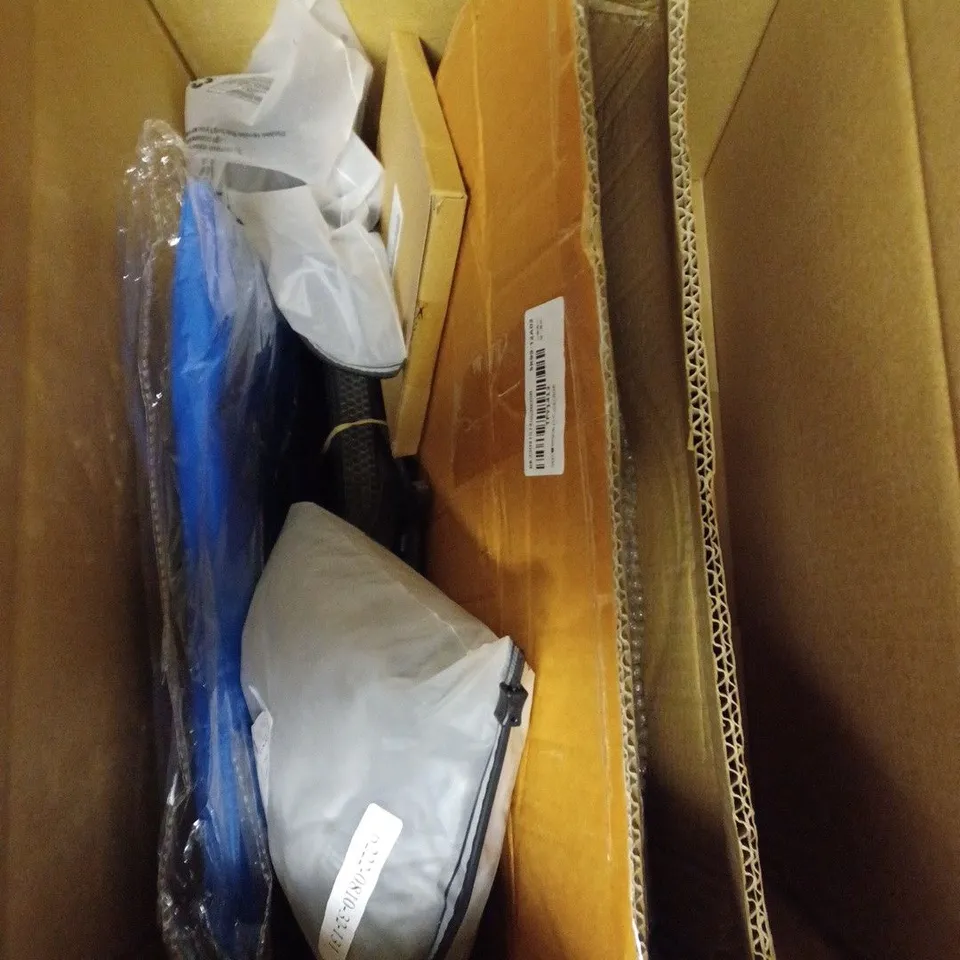 BOX OF APPROXIMATELY 10 ASSORTED HOUSEHOLD PRODUCTS TO INCLUDE RANCHER 3 PIECE TOOL SET, MAGNETIC DOOR MESH, EXTENSION CABLE ETC 