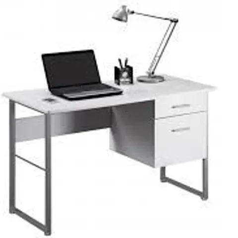 BOXED CABRINI 2 DRAWER DESK IN WHITE (1 BOX)