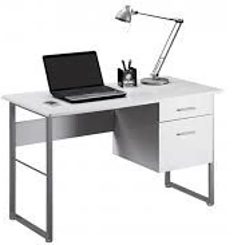 BOXED CABRINI 2 DRAWER DESK IN WHITE (1 BOX)