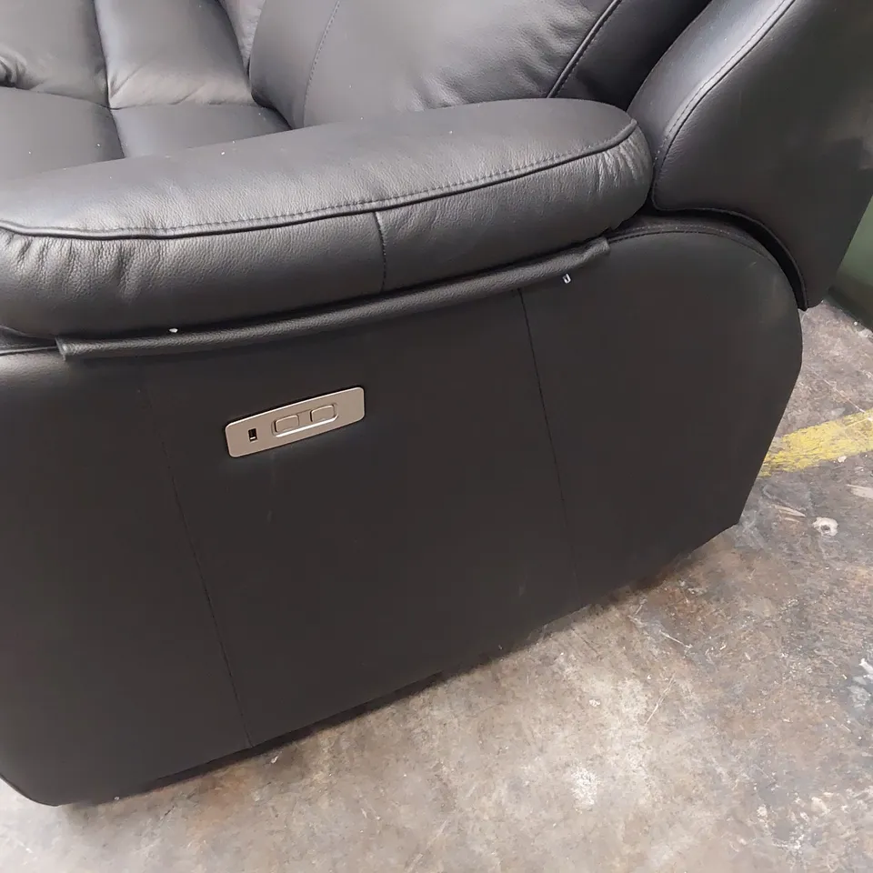 QUALITY BRITISH DESIGNER G PLAN KINGSBURY POWER RECLINING THREE SEATER SOFA CAMBRIDGE BLACK LEATHER 