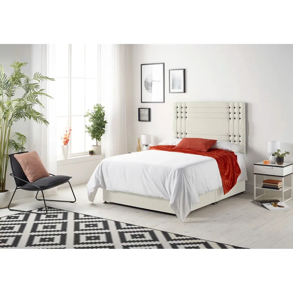 BAGGED DENNISHIA DIVAN BED BASE AND HEADBOARD  -3 PARTS-