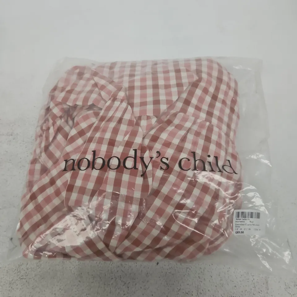 NOBODY'S CHILD SLEEVELESS CHARLIE MIDAXI DRESS – RED GINGHAM, UK 10