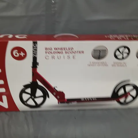 ZINC BIG WHEELED FOLDING CRUISE SCOOTER - RED - COLLECTION ONLY