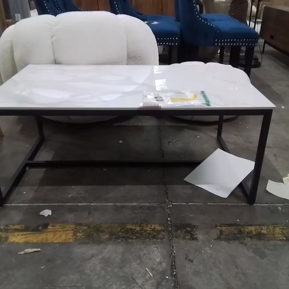 MARBLE COFFEE TABLE RECTANGLE SINTERED STONE TOP SIDE END TABLE 