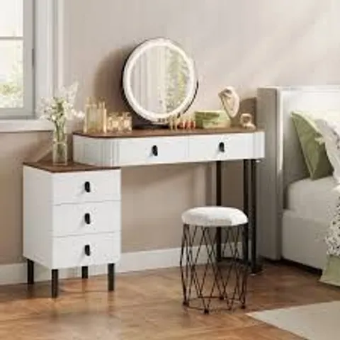 BOXED NITZA DRESSING TABLE WITH MIRROR - WHITE/BLACK (2 BOXES)