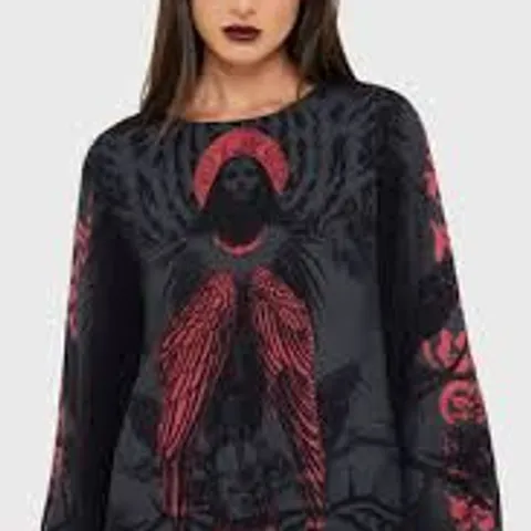 BRAND NEW BAGGED KILLSTAR MORRIGAN MOON LONG SLEEVE TOP IN RED/BLACK - S