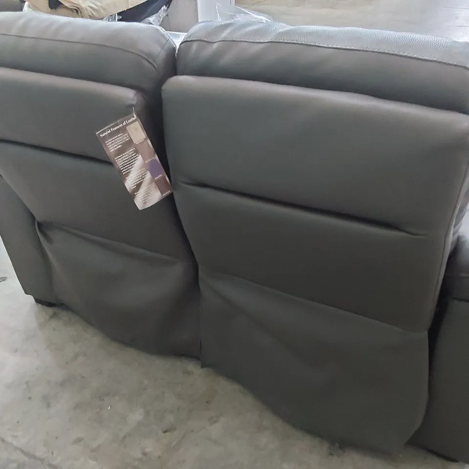 DESIGNER POWER RECLINING TWO SEATER SOFA GREY LEATHER 