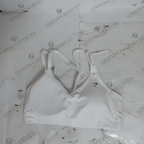 GYMSHARK STRAP FEATURE SPORTS BRA MEDIUM SUPPORT IN WHITE SIZE XL