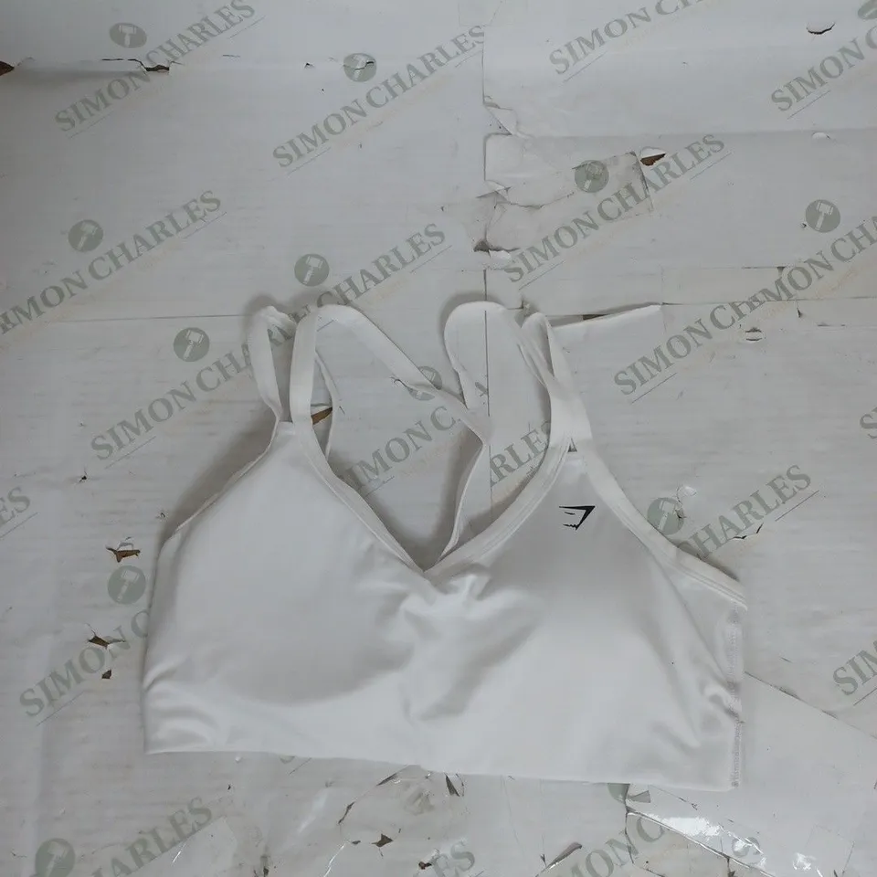 GYMSHARK STRAP FEATURE SPORTS BRA MEDIUM SUPPORT IN WHITE SIZE XL
