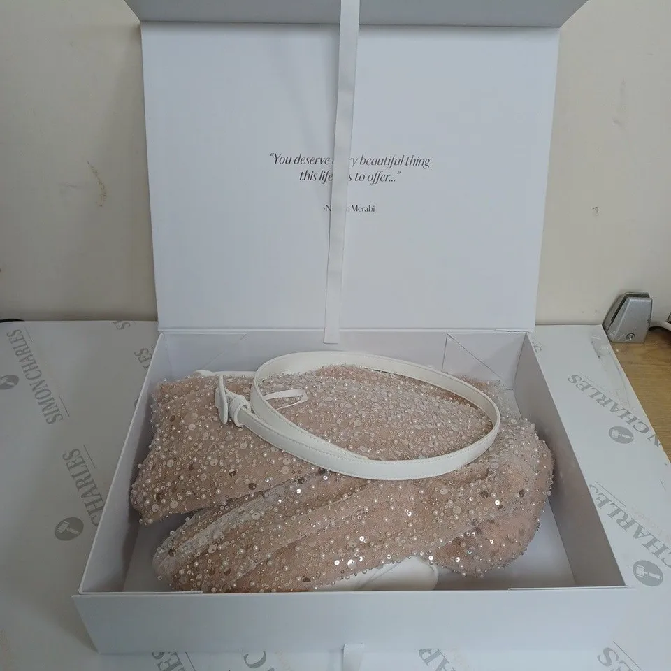 NADINE MERABI FULL PINK/WHITE DRESS SIZE S 