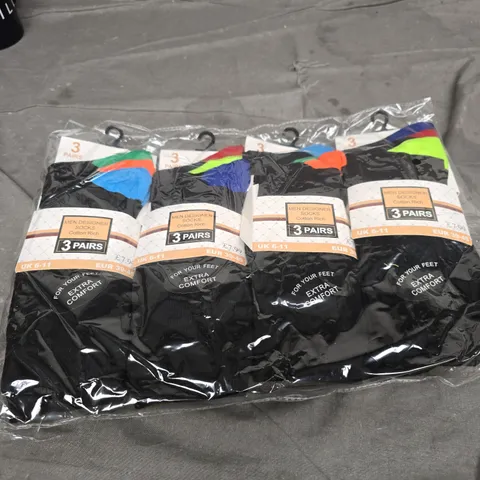 MEN'S DESIGNER SOCKS UK 6-11 – COTTON RICH, 3 PAIRS PER PACK (4 PACKS)